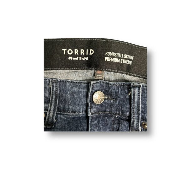 Torrid 10R Blue Bombshell Premium Stretch Skinny Jeans Mid Rise Denim Dark Wash - Picture 7 of 12